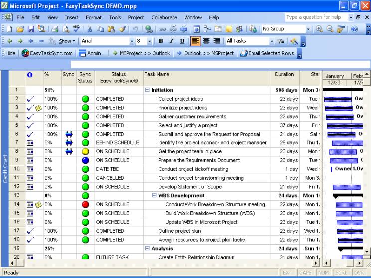 EasyTaskEmail (Email MS Project Tasks) screenshot